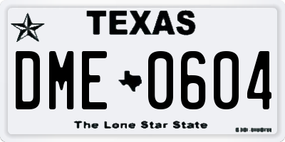 TX license plate DME0604