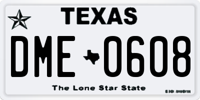 TX license plate DME0608