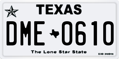 TX license plate DME0610