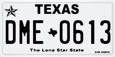 TX license plate DME0613
