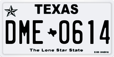 TX license plate DME0614