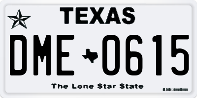 TX license plate DME0615