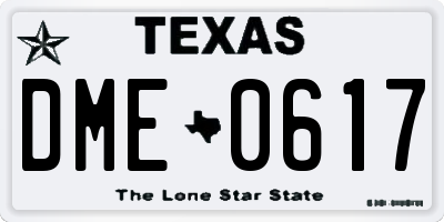 TX license plate DME0617
