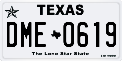 TX license plate DME0619