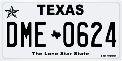 TX license plate DME0624
