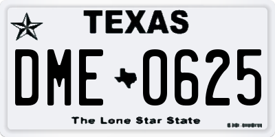 TX license plate DME0625