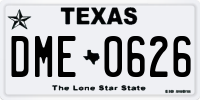 TX license plate DME0626