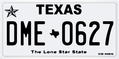 TX license plate DME0627