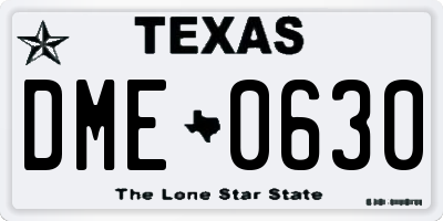 TX license plate DME0630