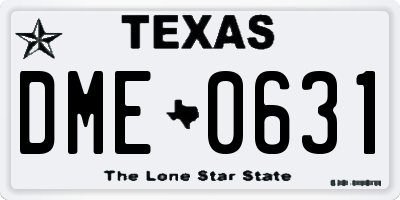 TX license plate DME0631