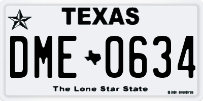 TX license plate DME0634