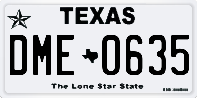 TX license plate DME0635