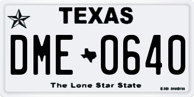 TX license plate DME0640