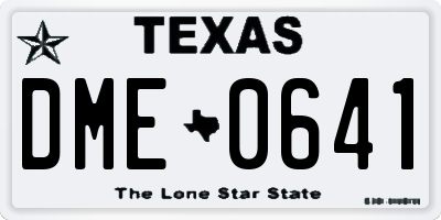 TX license plate DME0641