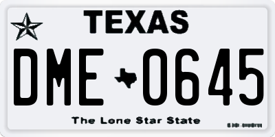 TX license plate DME0645