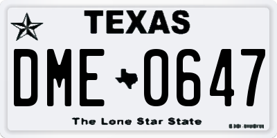TX license plate DME0647