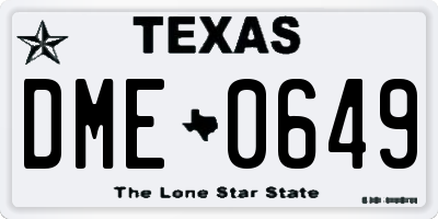 TX license plate DME0649