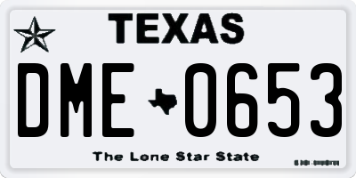 TX license plate DME0653