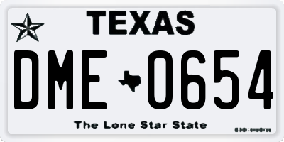 TX license plate DME0654