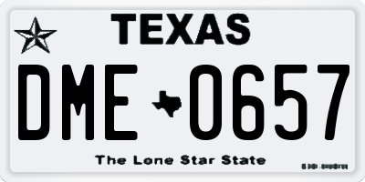 TX license plate DME0657