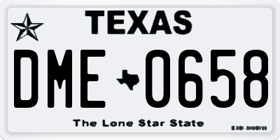 TX license plate DME0658