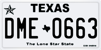 TX license plate DME0663