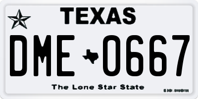 TX license plate DME0667