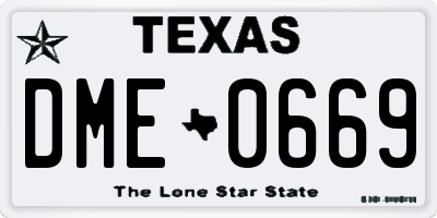 TX license plate DME0669