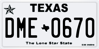 TX license plate DME0670