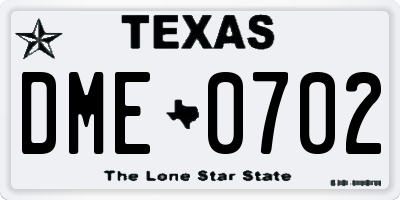TX license plate DME0702