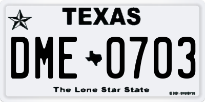 TX license plate DME0703