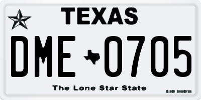 TX license plate DME0705