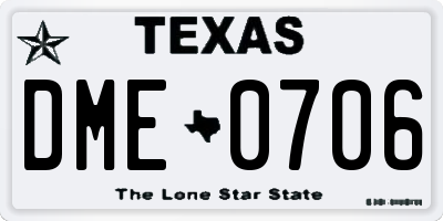 TX license plate DME0706