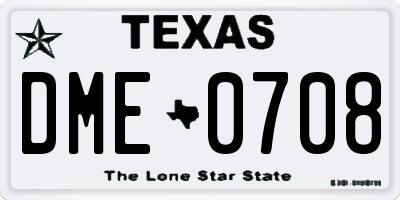 TX license plate DME0708