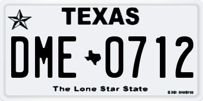TX license plate DME0712