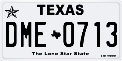 TX license plate DME0713