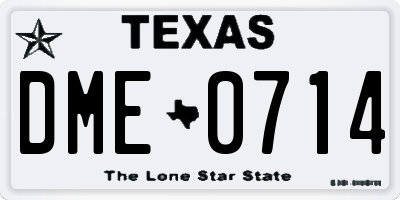 TX license plate DME0714
