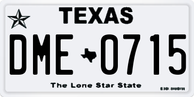 TX license plate DME0715