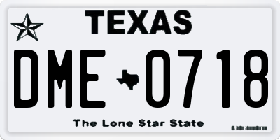 TX license plate DME0718