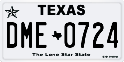 TX license plate DME0724