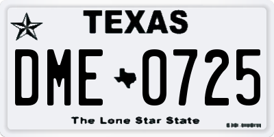 TX license plate DME0725