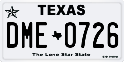 TX license plate DME0726