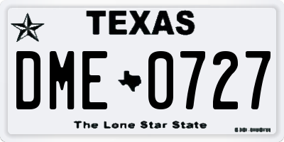 TX license plate DME0727