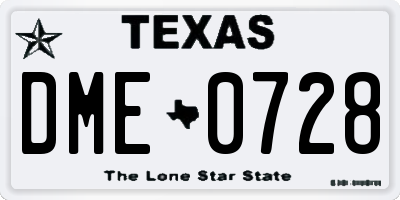 TX license plate DME0728