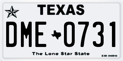 TX license plate DME0731