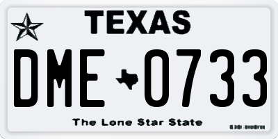 TX license plate DME0733
