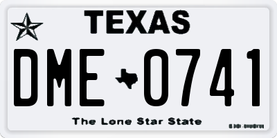 TX license plate DME0741