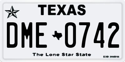 TX license plate DME0742