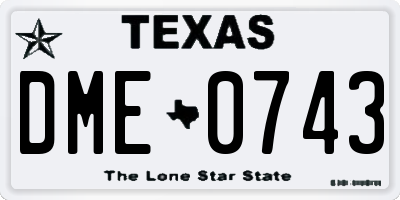 TX license plate DME0743
