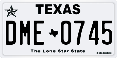 TX license plate DME0745